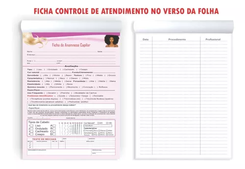 2 Bloco De Anamnese Para Procedimento Capilar Ficha Completa