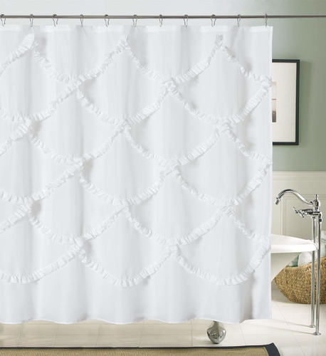 Dosly Idee Cortina Ducha Tela Blanca Volante 72 X 78  Para