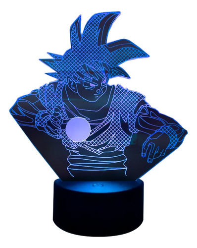 Lámpara Mesa 3d Goku Kame Hame Ha Base Negra + Pilas