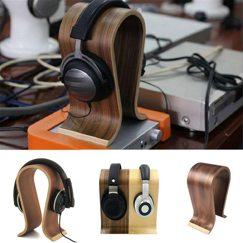 Soporte De Madera Para Auriculares, Barra De Soporte Marrón