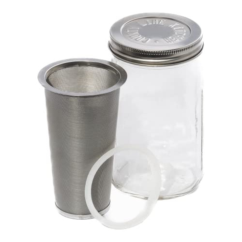 - Cold Brew Mason Jar Coffee Maker, Durable Glass, Heav...