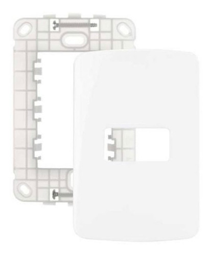 Conjunto 4×2 Linha B3 Branco Sleek Placa 1 Postos + Suporte