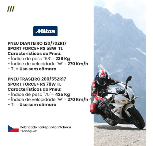 Par Pneus Ducati V4 S 120/70 200/55-17 Mitas Sport Force+ Rs