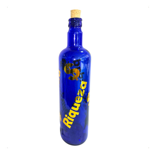 3 Botellas De Vidrio Azul Prosperidad,riqueza Y Abundancia Azul