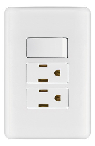 Placa Armada 2 Contactos Interruptor Sencillo Volteck Blanco