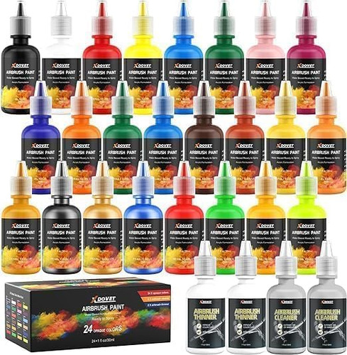 Xdovet Juego De Pintura De Aerografo De 24 Colores (1.0 Fl O