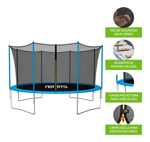 Imagen 4 de 10 de Cama Elastica 3.65 Metros Trampolin Red Protectora Chicos