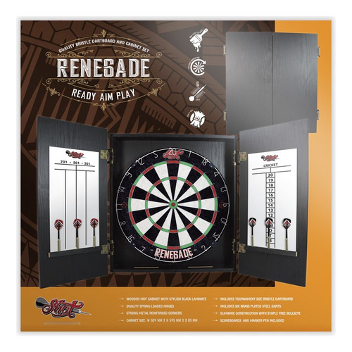 Dart Gabinete Set Shot Darts Juego 20  X 21  Renegade Diana