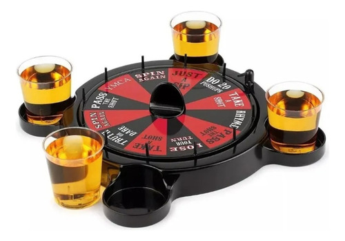 Juego De Ruleta Casino Shots 4 Vasos 50cc Bar Fiesta Copete