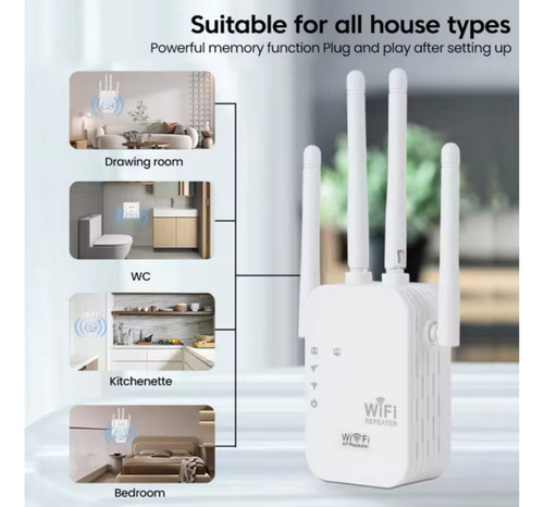 Repetidor Wifi Inalámbrico Amplificador 4 Antenas 2.4ghz