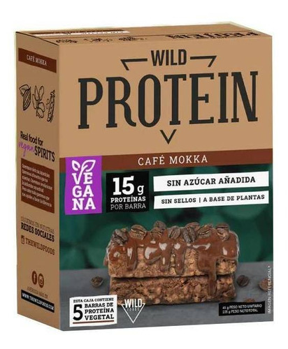 Imagen 1 de 1 de Suplemento en barra Wild Foods  Wild Protein proteína sabor café mokka en caja de 225g 5 un