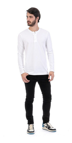 Imagen 5 de 6 de Playera Manga Larga De Hombre Cuello Mao Con Botones