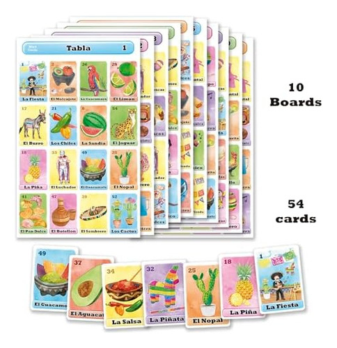 Juego De Bingo Fiesta En Español, Bingo Mexicano Para 10 Jug