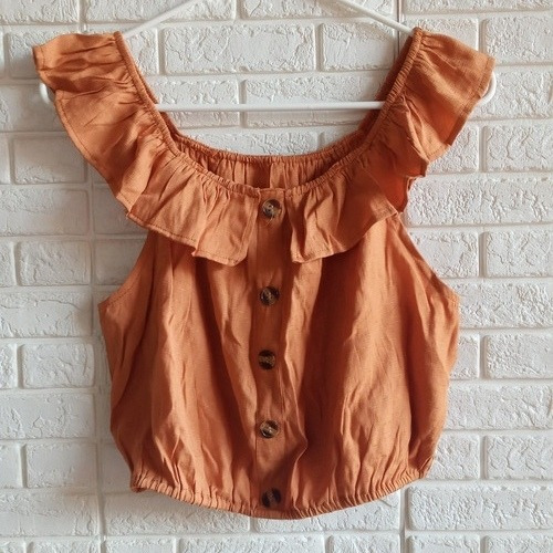 Blusa Corta Llanera, Marron, Nueva, Talla L