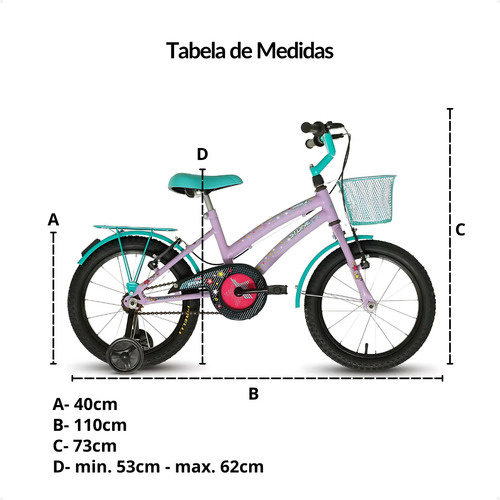 Bicicleta Aro 16 Infantil Stone Drika Lilás Feminina Com Cestinha