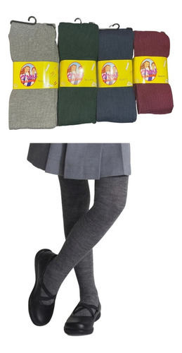 Pack 3 Colegio Panty Algodón Azul Gris Burdeo Verde (o´mas)