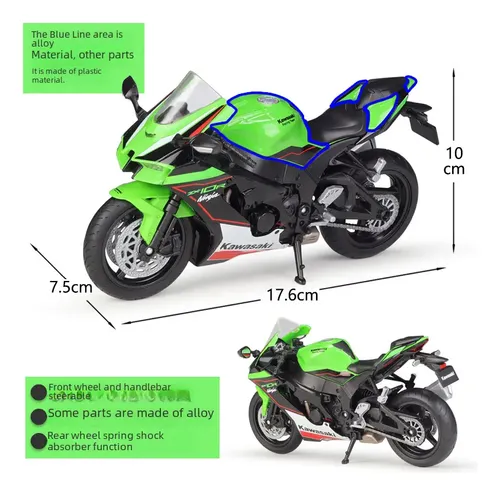 Welly Kawasaki Ninja 2021 Zx-10r Aleación Moto Modelo 1:12
