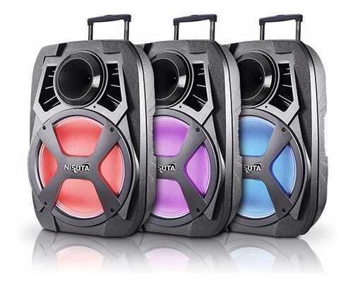 Parlante Portátil Nisuta Led Bluetooth Usb Fm Mic Karaoke