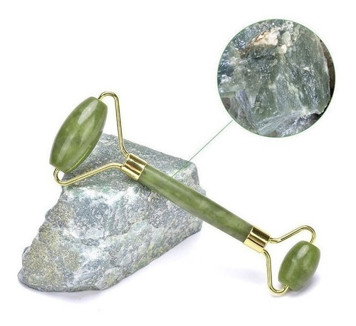 Imagen 3 de 10 de Masajeador Doble Rodillo + Piedra Jade Facial Corporal