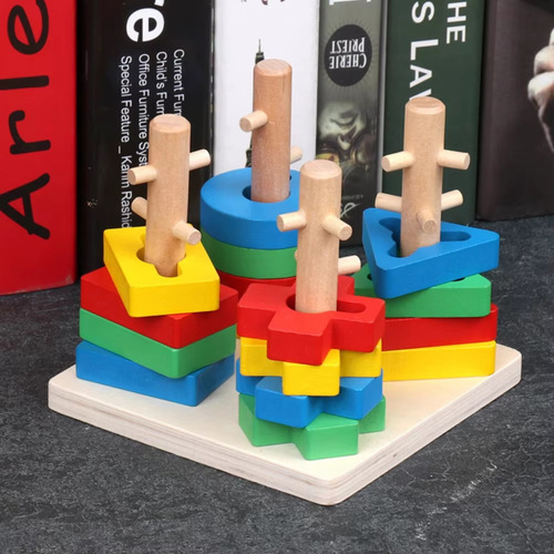 Brinquedo Educativo Encaixe Formas Geométricas Madeira Monte