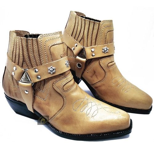 Bota Bico Fino Masculina Botina Salto Carrapeta Rodeo Luxo