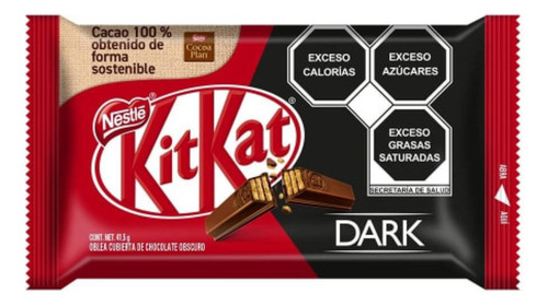 6 Pzas Chocolate Amargo Nestlé Kitkat Dark 41.5 G