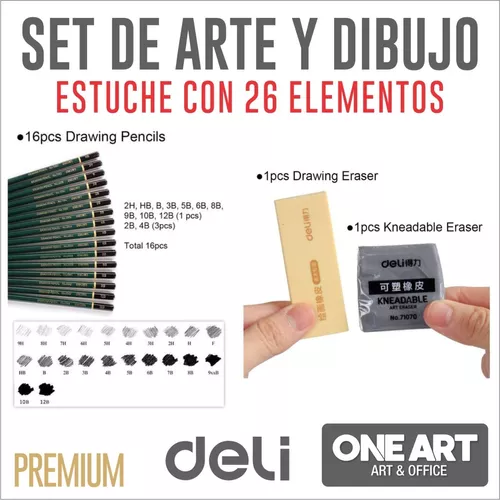 Kit Estuche Deli 22pcs Para Sketch Dibujo Profesional