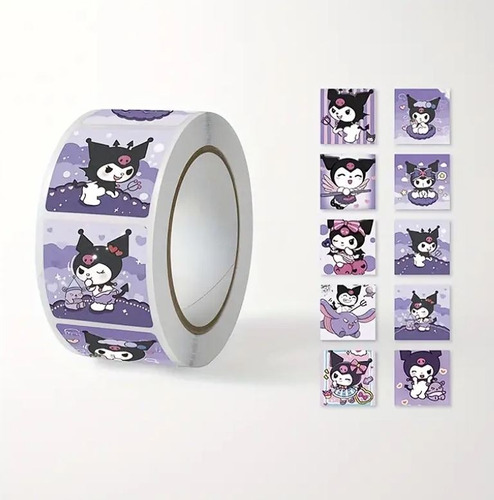 Rollo De 500 Stickers Pegatinas Kuromi Melody Hello Kitty