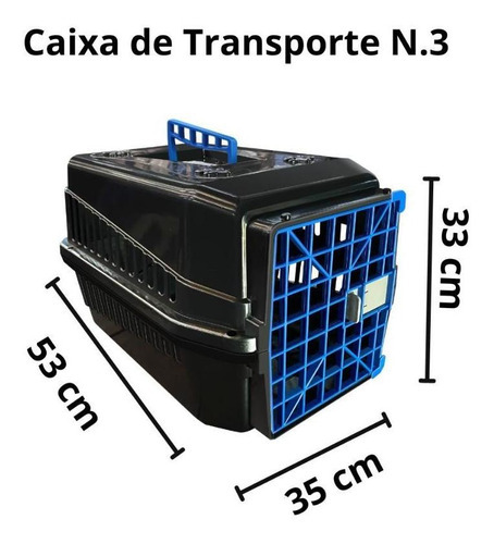 Caixa De Transporte N.3 Cachorro Gato Médio Grande Porte Rb Cor Azul