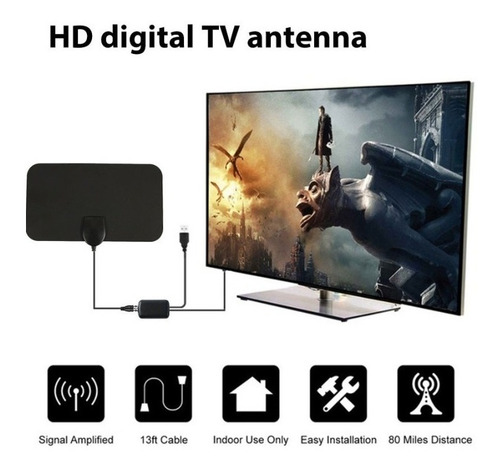 Imagen 1 de 6 de Antena Full Hd Para Interiores Largo Alcance Ultra Plana
