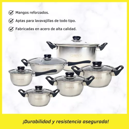 Juego De Ollas Y Cacerolas De Cocina Set De 12 Piezas De Acero