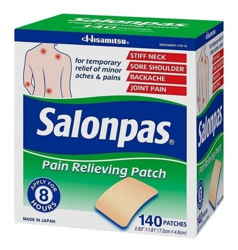 Parches Salonpas 7.2x4.6 Cms - 140 Pzas - Americano