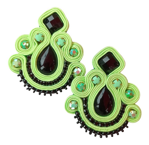 Aretes Verde/negro   Grandes Livianos