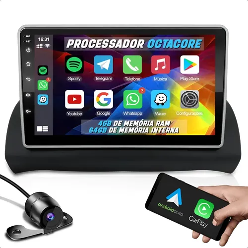 Midia Pra Carro 9 Pol Android Octacore 4gb De Ram + Moldura