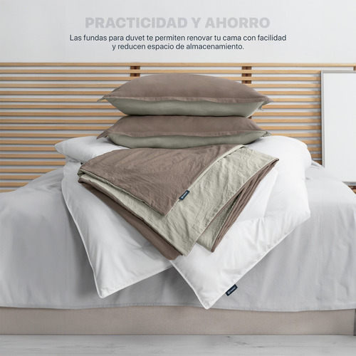 Funda Para Duvet Individual + Funda Micro-luxe Esquimal Cafe-beige Lisa