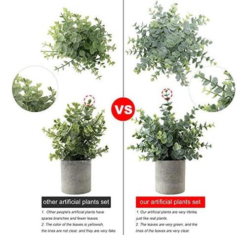 Paquete De 4 Mini Plantas Artificiales, 1 Planta De Eucalipt