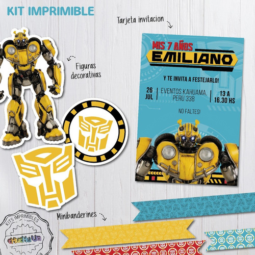 Kit Imprimible Bumblebee Transformers 