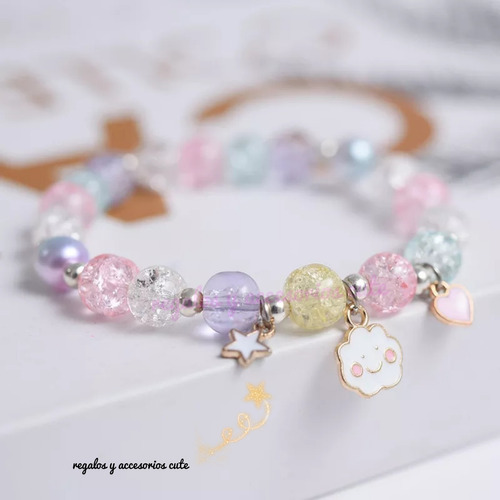 Pulsera Cute Cuentas De Cristal Y Dijes Kawaii Candy