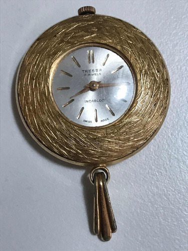 Reloj Colgante Tressa Suizo 17 Jewels Cuerda Bañado Oro 18k