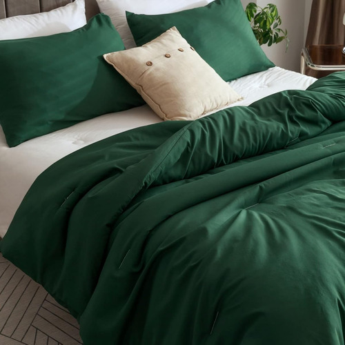 Edredon Verde Esmeralda Individual 1 Funda De Almohada Cama