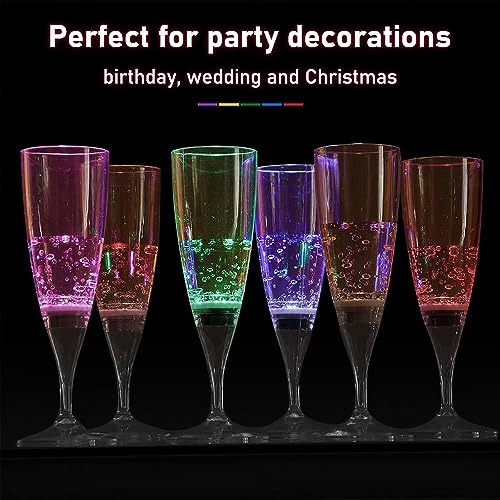 Copas De Flauta De Champán De Vino Led, Homeya (juego De 6 M