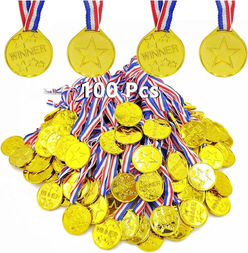 100 Pzs Medallas De Ganadores Plástico Para Niños Deportes