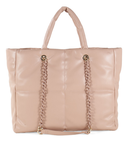 Bolsa Tote Cloe Para Mujer 2 En 1 Material Reciclado Con Asa Color Nude