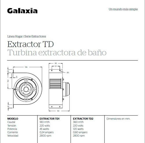 Imagen 3 de 3 de Aspirador De Baño Galaxia Turbina Td2