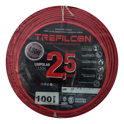 Cable Libre De Halogeno 2,5mm Normalizado Trefilcon Ls0h Color de la cubierta Rojo