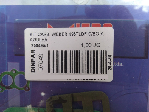 Reparo Carburador Weber Tldf 496 Uno 1.6r 90 91 92 93 Krater