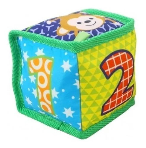 Cubo Sonajero Texturado Bebe Abc Numeros En Mi Cielo Azul