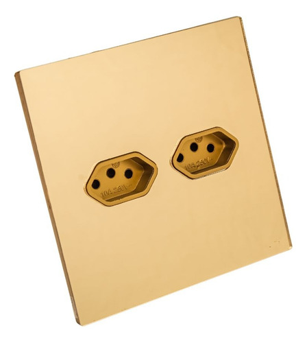 Tomada Dupla 4x4 Lumenx Cor Dourado 20a