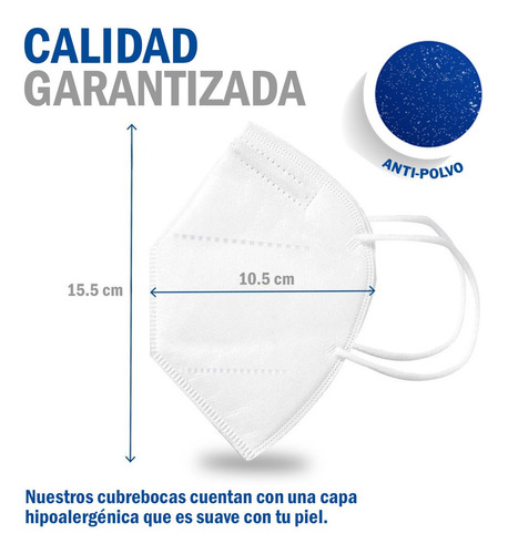 Imagen 3 de 10 de 10 Cubrebocas Kn95 Mascarilla Tapabocas Certificado 5 Capas