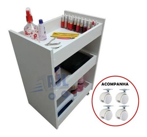 Armário De Chão Pequeno Porta Esmalte Cor Branco